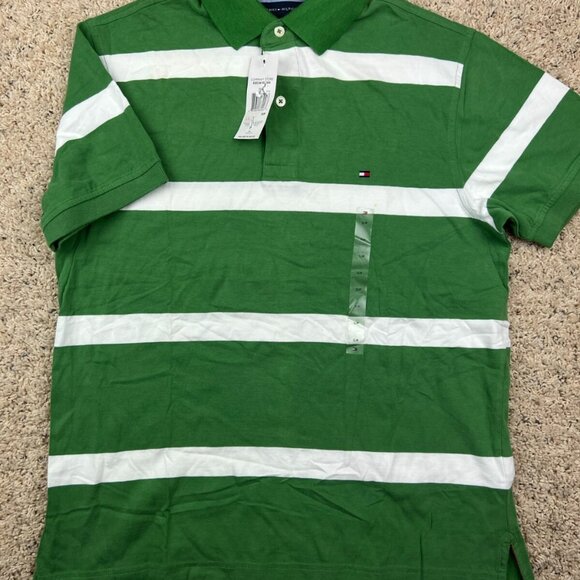 NWT Men's Tommy Hilfiger Short Sleeve Striped Classic Fit Polo Shirt Small - Picture 1 of 11
